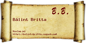 Bálint Britta névjegykártya